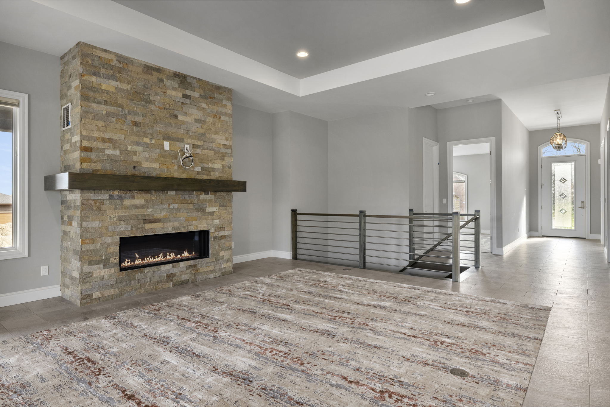 Woodline Building Company Project: Brick Ranch Interior Open Concept Fireplace