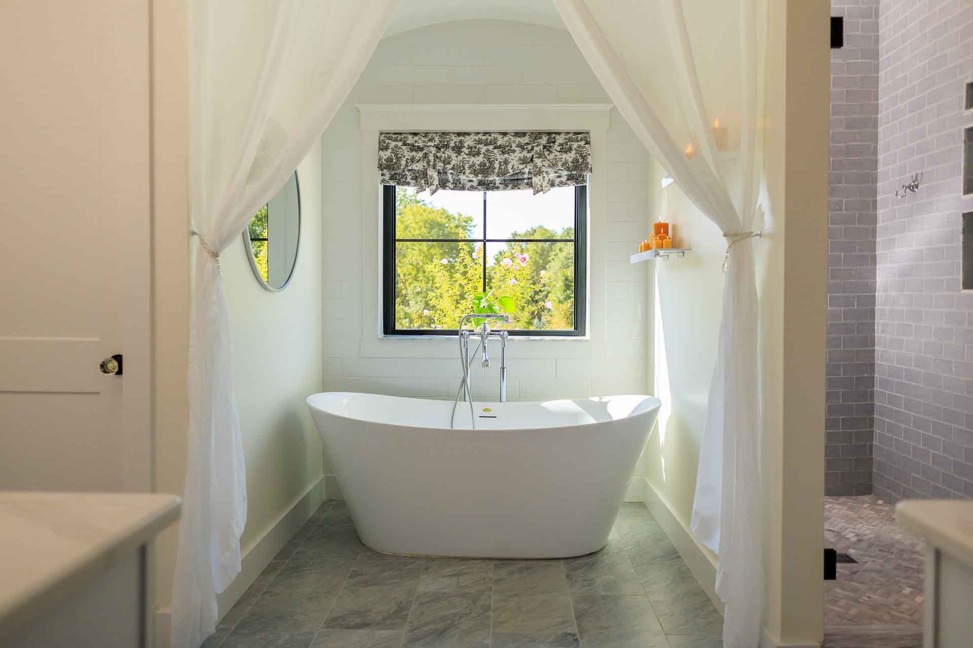 Woodline Building Company Project: Ranch Farmhouse Master Bathroom Free Standing Soaking Tub