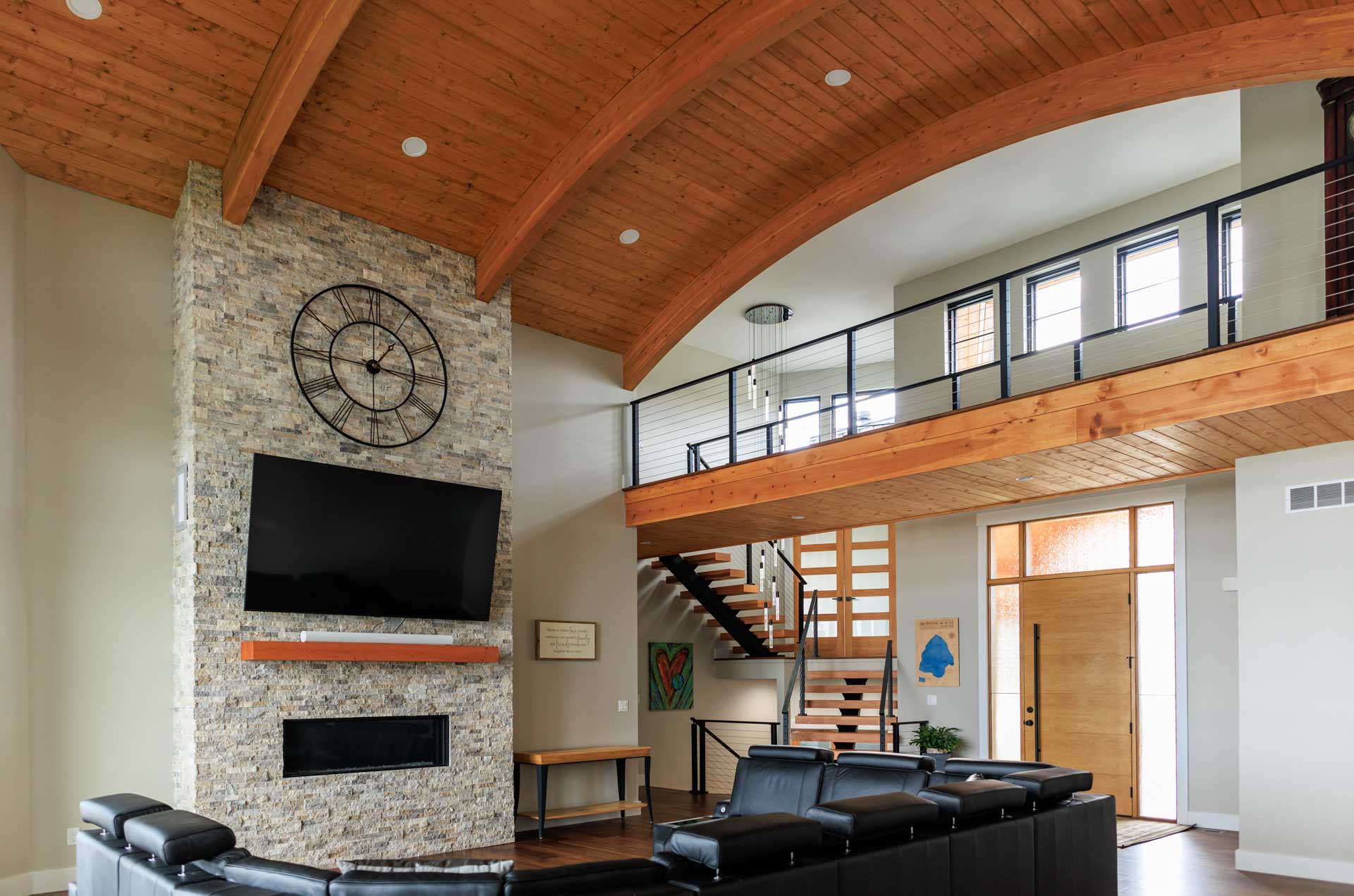 Woodline Building Company Modern Lakefront Lake Nepessing Lapeer, Michigan Barreled Ceiling